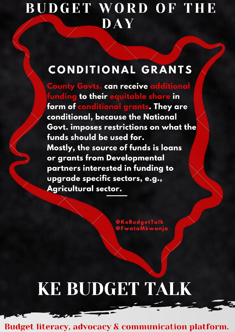 BudgeTalkGlobal's tweet photo. #Budget word of the day #Mgao wa ziada ulio na masharti / Conditional grants @nyorude @MsMathai @JossieNyamai @abrahamrugo @JKmuraguri @KipronoTM @WanjikuRevolt @county_forum @NrbCitizenBunge
#KeBudgetTalk
#Budgetwordoftheday
#Knowyourbudget
#Budgetsmadeeasy
#Partocipatorybudget https://t.co/uxSgRoKYj7