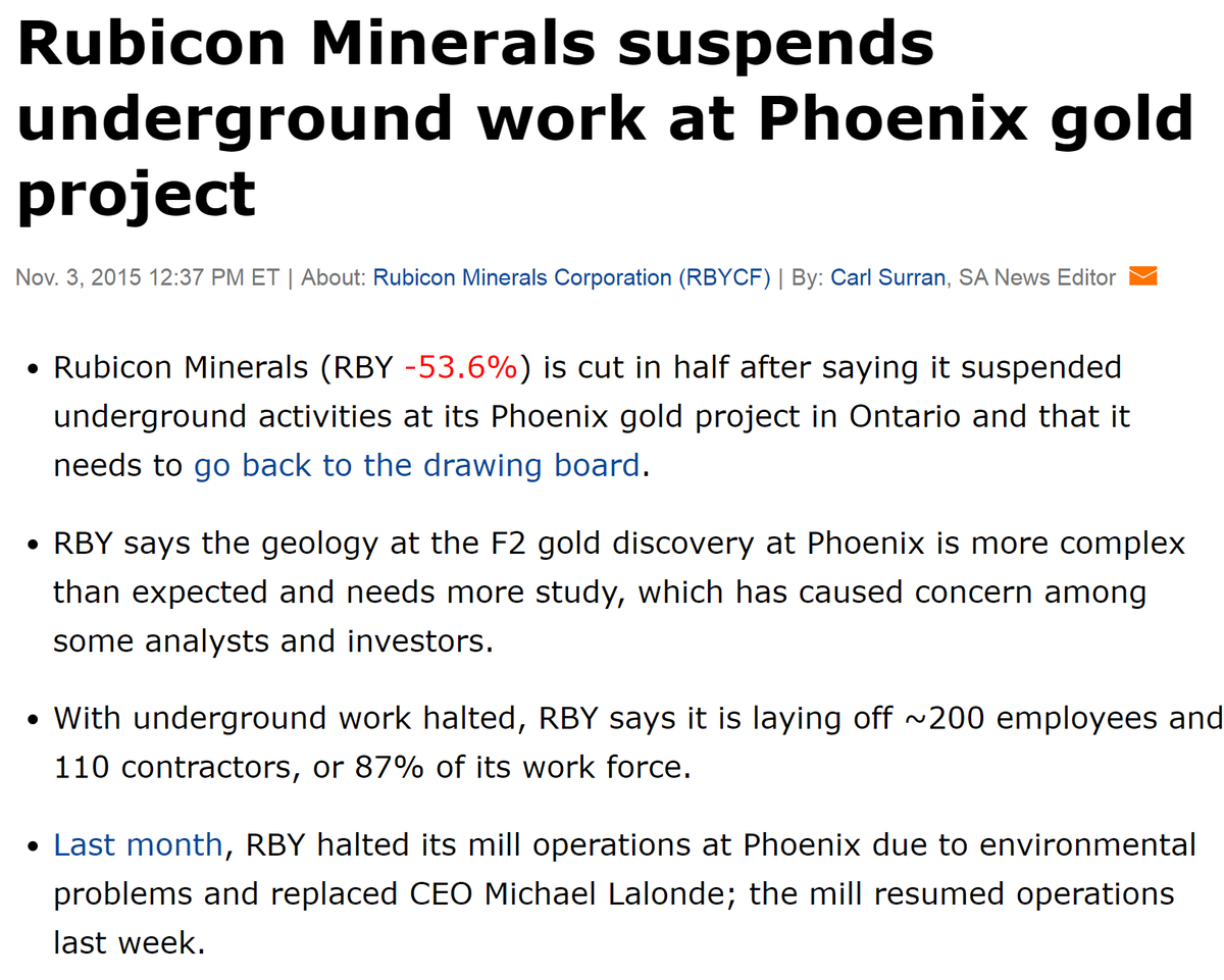 11/11 remembers Rubicon Minerals? another good example. So when it comes to consultants, make sure you select good teams with track records and solid PRACTICAL experience. They are rare and consulting generally is going to get worse over the next decade as fewer and fewer good