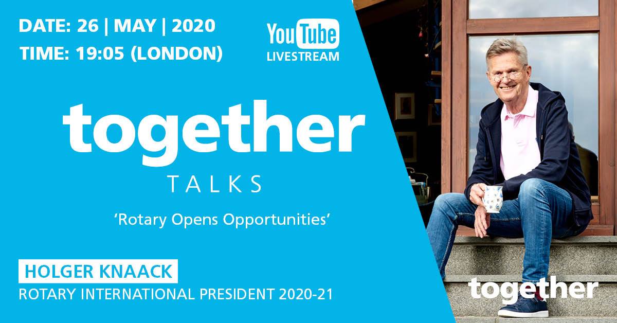 Incoming #Rotary President Holger Knaack faces the #togetherTalks audience on May 26 with the theme 'Rotary opens opportunities'. Be part of the conversation.

🗓️26th May
⏰ 19.05
🔴 YouTube
💬 Live Chat Room

Register: ow.ly/k1CM50zNrLb
Rewind: youtube.com/user/RIBImarke…