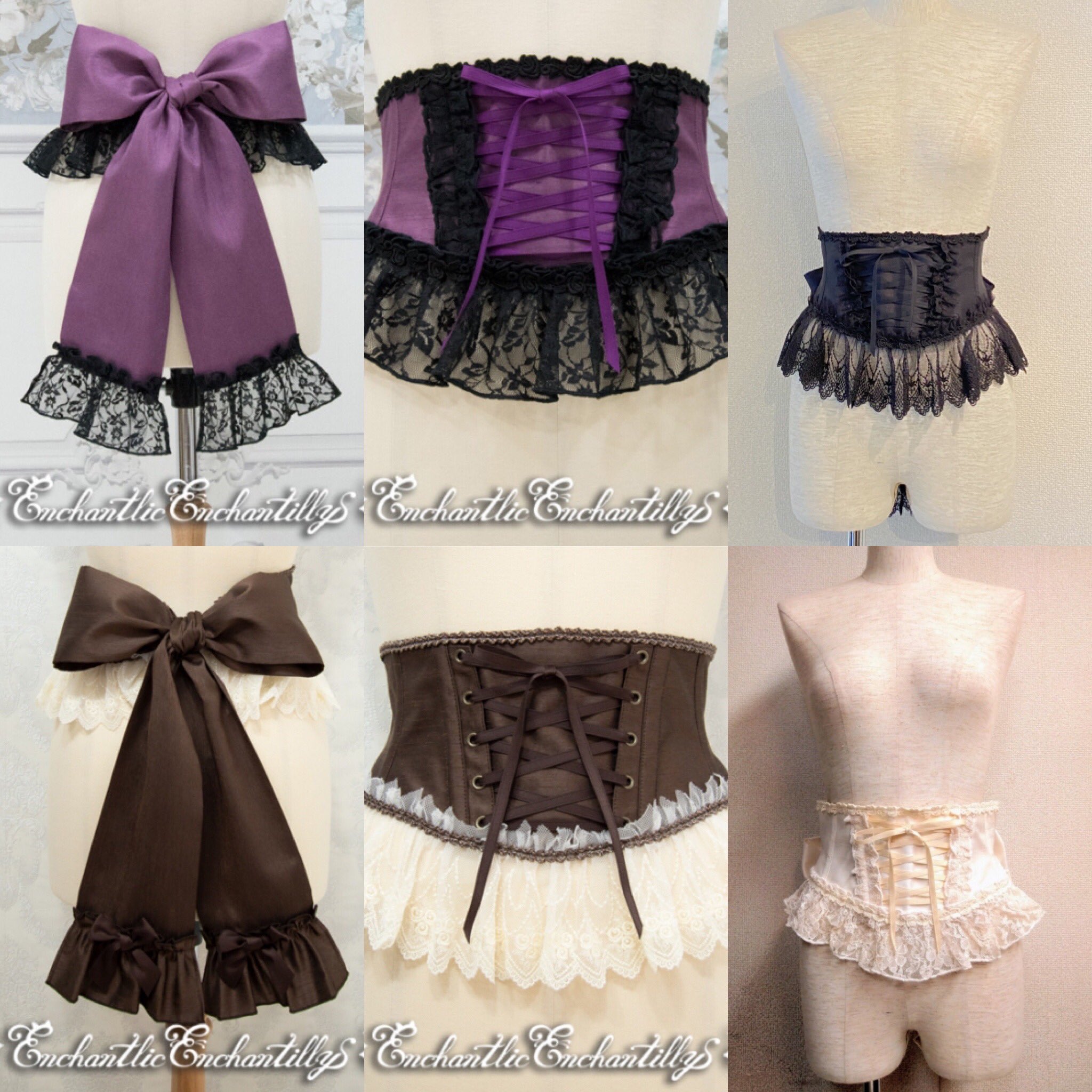 【試着のみ】EnchantlicEnchantilIy リボンコルセット 黒白 チュールレースリボンコルセット（紺×黒レース） | Enchantlic