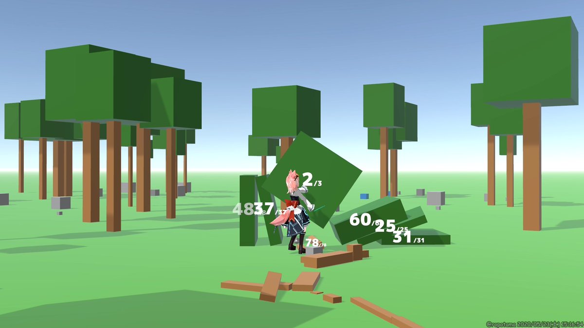 ろぽ ゲーム引き籠り 物理エンジンを使ったコンセプトゲームぽく これからどうなるのかなー 先におっきい意志を付けたら重かった