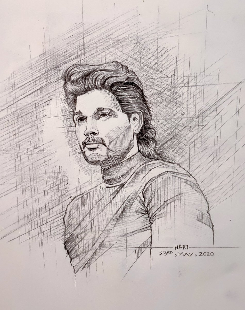 White Pencil Allu Arjun Realistic Drawing Size A4