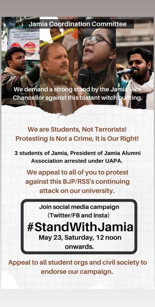 mehartweets's tweet photo. This lockdown is being used for sinister ends and we must never forget the kind of work they continue to do. #StandWithJamia https://t.co/zKKyVWEyyW