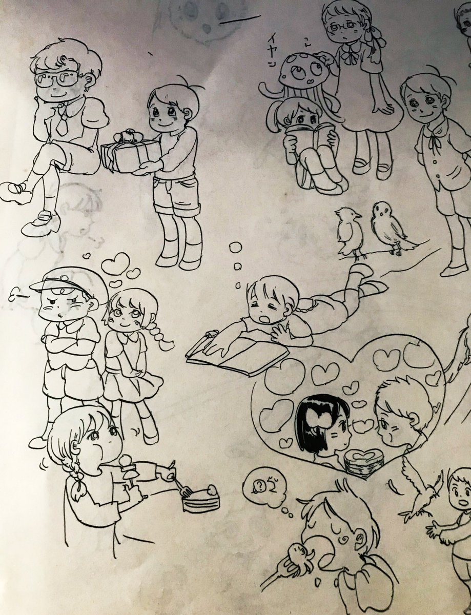 小学生くらいに描いた落書きが出てきた✨可愛いー!!!たしか手塚治虫先生の漫画読んで影響されたやつだ☺ 