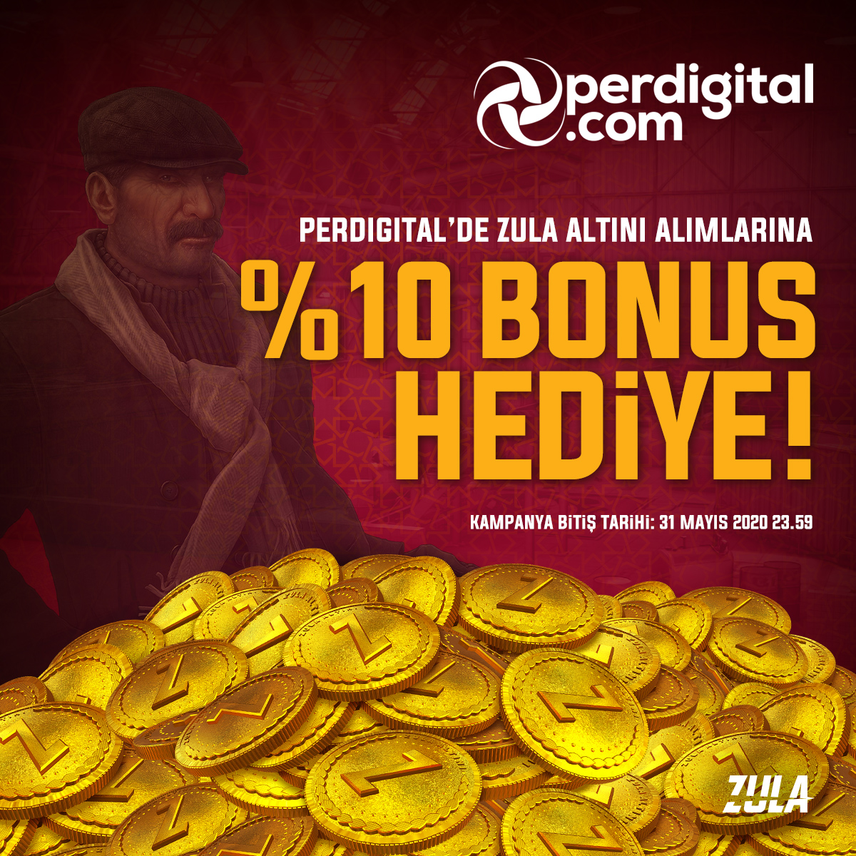 ZulaTurkiye's tweet photo. Perdigital'den %10'luk bayram hediyesi!
Perdigital üzerinden alacağın Zula Altını %10 bonus ile envanterine geliyor! Mayıs ayının sonuna kadar geçerli bu kampanyayı kaçırma!
#zula #zulaoyun #ramazan #evdekal #perdigital https://t.co/jWAZqxrtgu