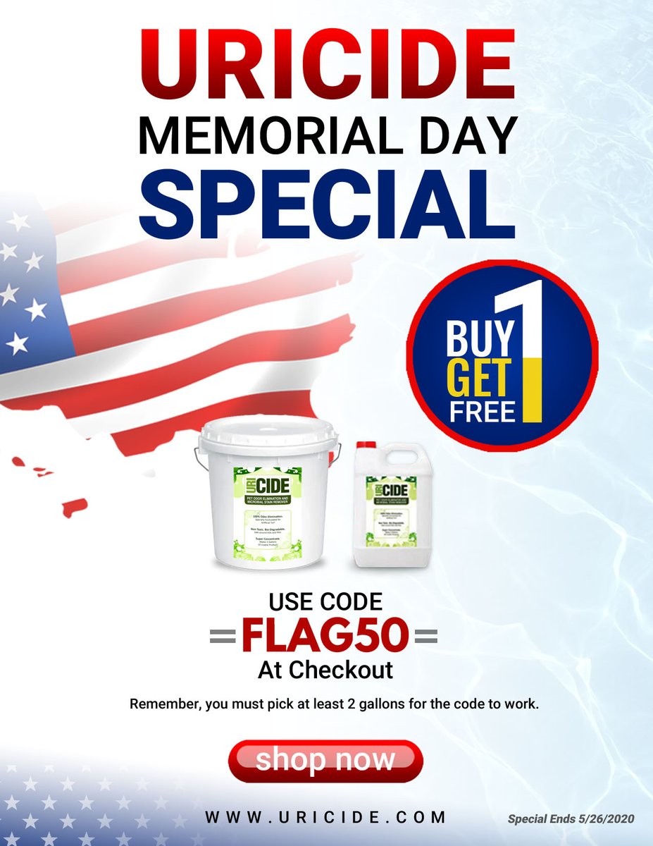 uricidecorp's tweet photo. Happy Memorial Weekend!

https://t.co/OULSRBx57u

#odor #odorremover #urine #artificialturf #petsmells #fakegrass #dogdaycare #pets #petcare #dog #dogs #odorcontrol #odorproducts #uricide https://t.co/2IQZmPFtUn