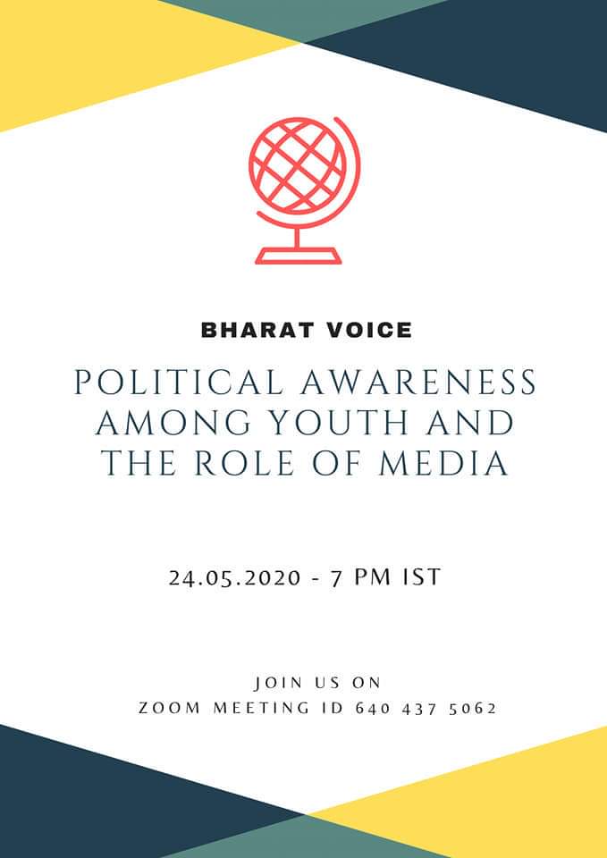 TheParvati's tweet image. #BharatVoice goes Live tomorrow! 
Join us as we discuss with eminent speakers, the role of media in inspiring the youth to be politically aware. 
Sunday 24th May 7:00pm.
@vijayrana @anuragdixit2005 @iAmitabhSoni #SonaliKarwasra #RajeshSingh #RitikaSharma @VisionIndiaFdn