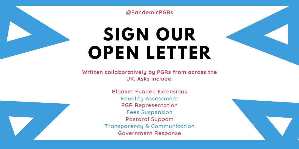 📢 OPEN LETTER LAUNCH! 📢
Over the past few weeks we have been collaboratively writing an open letter with our collective demands, addressed to UKRI, UUK and various Ministers &amp; Shadow Ministers. 

You can find it here - please sign and RT! tinyurl.com/yczzllcq