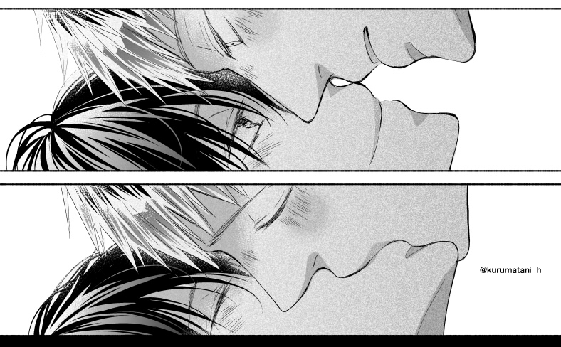 キスの日らしいので、6月配信予定の新作読み切りからキスシーン。コマ送りのキスシーンを描くのが大好き! 