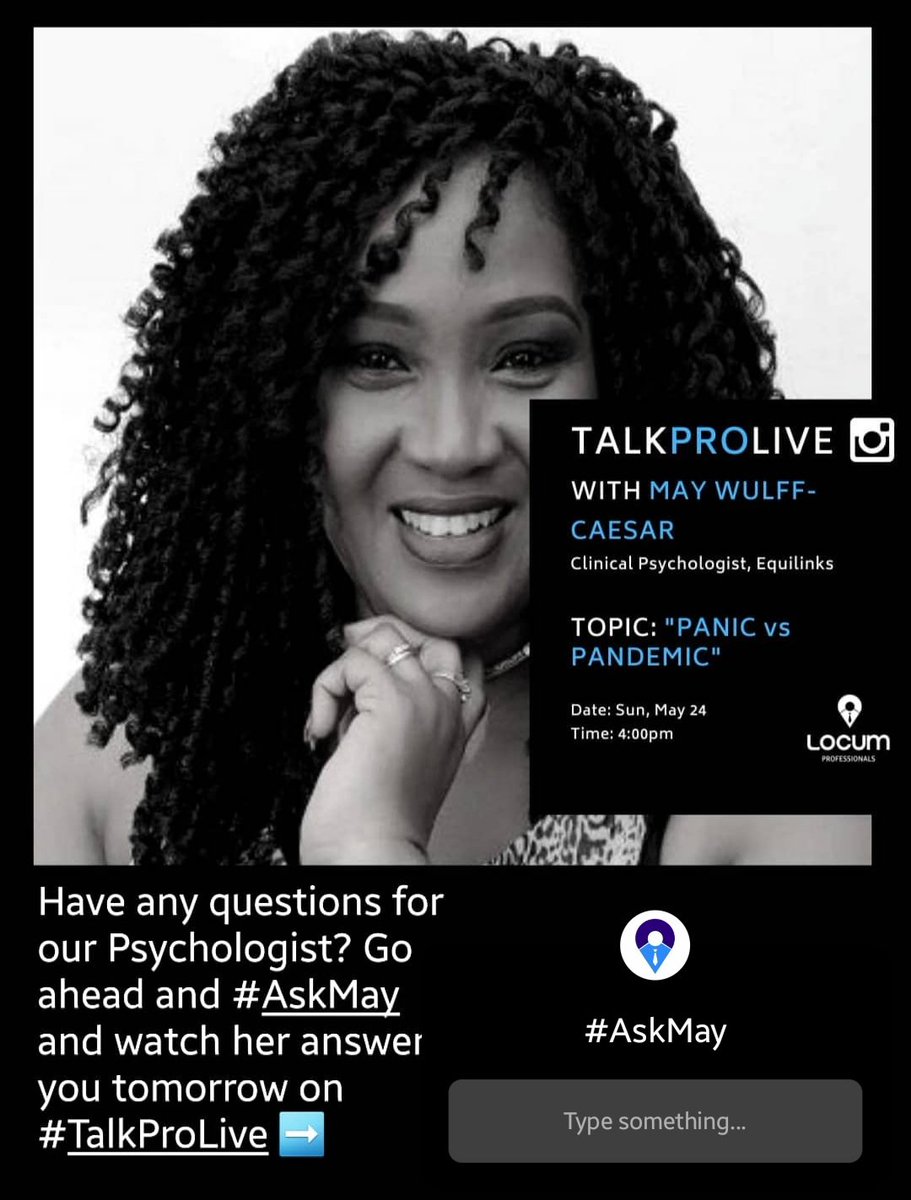 locum_pro's tweet photo. Got any questions for our Psychologist about Panic Attacks? Feel free to Quote, Reply or DM us with your question, or Ask on our current IG Story. #AskMay #TalkProLive https://t.co/z0FICGGPo2