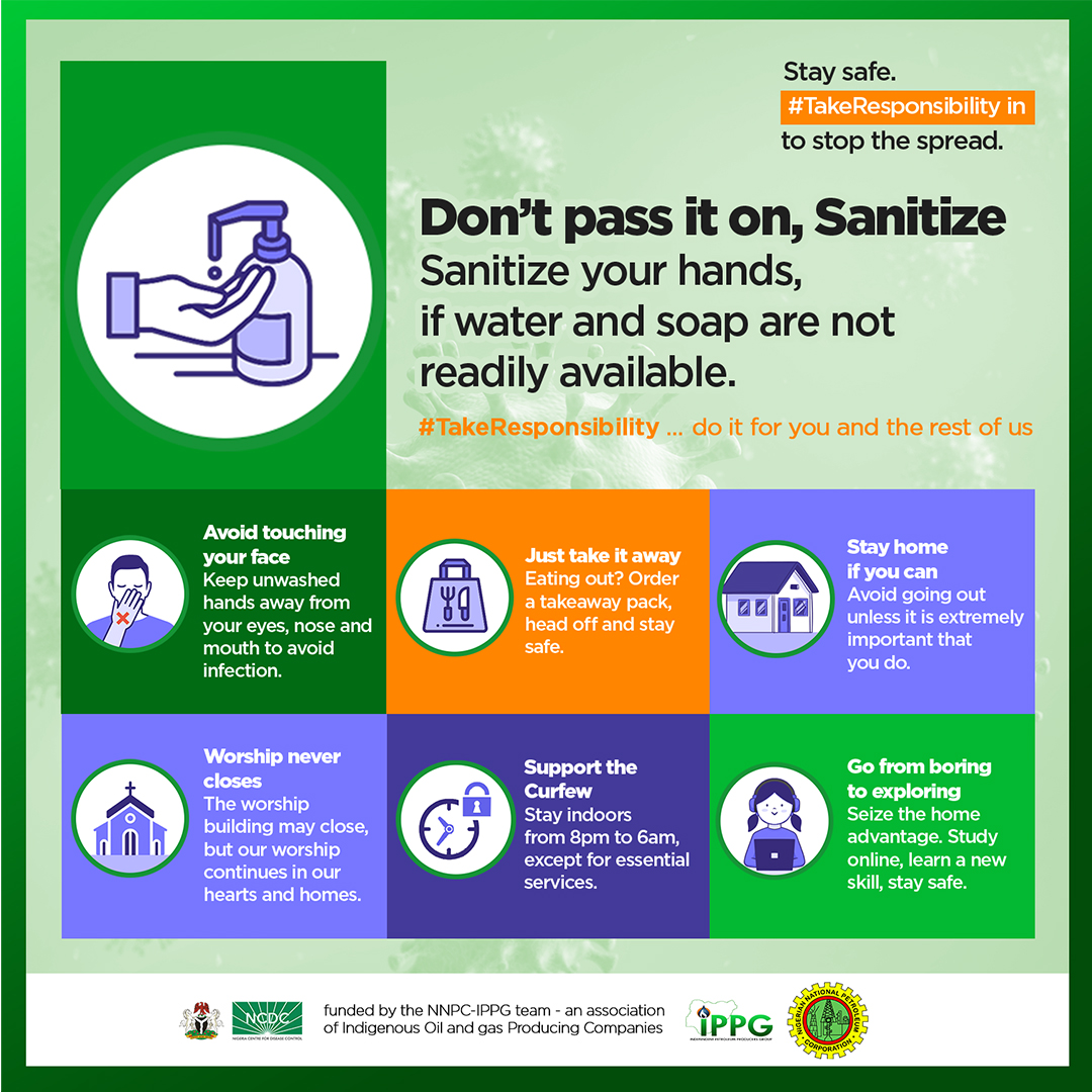 Health workers and other groups work round the clock to keep you safe. 

Keep them safe by taking necessary precautions #TakeResponsibility.

#NNPC_IPPGcovid19PSA
@NNPCgroup
<a href="/IPPGNigeria/">IPPG</a>
<a href="/NCDCgov/">NCDC</a>
