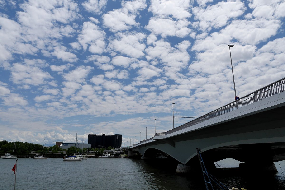 Kin I A Twitter 柳都大橋 左岸から万代島方向 みなとさがんからみなとぴあ方向 柳都大橋中央を下から