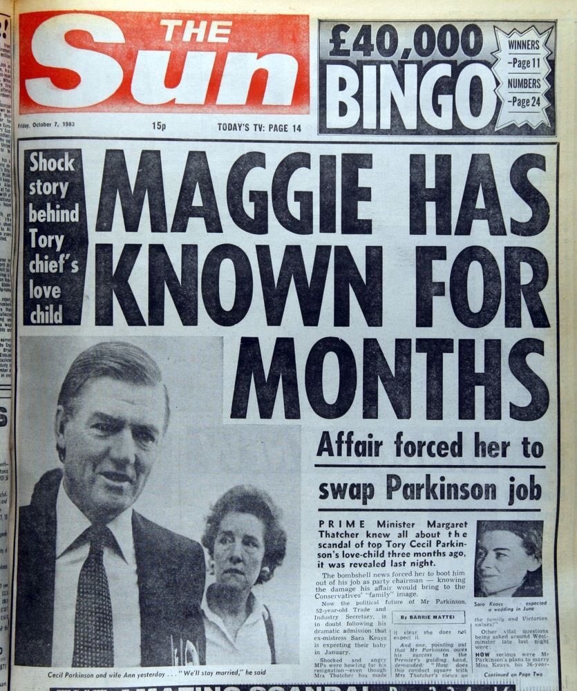 Significantly, Thatcher had known for months: Parkinson resigned not because he had done something wrong, but because he had been found out by the press…   #ToriesOut  #crooks  #liars  #Parkinson  #Sun  #Thatcher