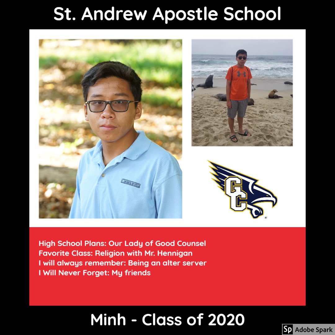 StAndrew_ADW's tweet photo. Congratulations to Minh, who plans to attend @OLGCHS in the fall! @WashArchdiocese @ADWCathSchools @ADWYouth https://t.co/V7Y7347nFo