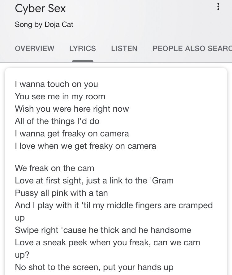 Now some people may say that her song “Cyber Sex” is a reach to use in this scenario but I kinda disagree . Artist tell story in their music all the time . And these lyrics ain’t age well -