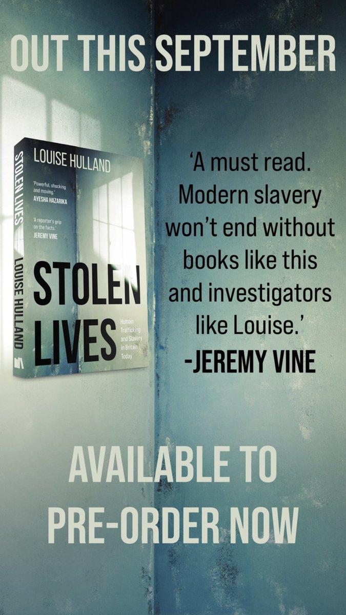 🎉🎉 HERE IT IS 🎉🎉 So excited and proud to share with you the cover of my upcoming book Stolen Lives.

It’s an investigation into the abhorrent crime of #modernslavery and #humantrafficking in the U.K.

It’s available to pre-order now &gt; waterstones.com/book/stolen-li…