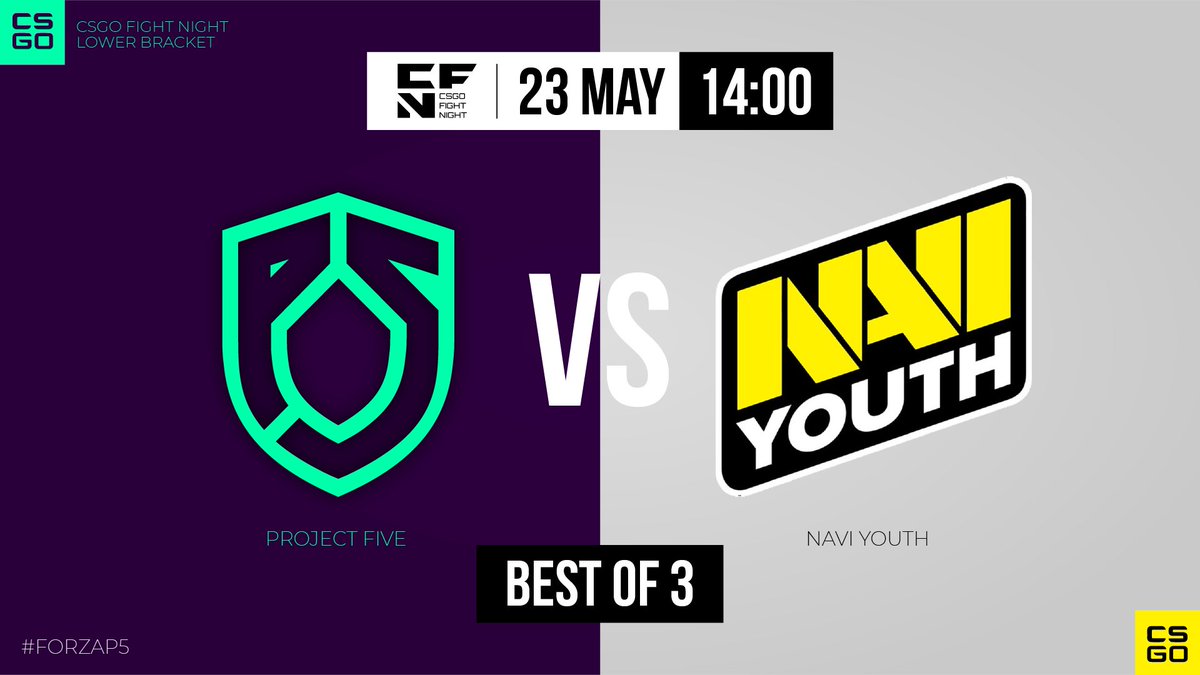 Project5_Esport's tweet photo. 💪Looser Bracket💪
🇬🇧We played against @natusvincere youth 🟡⚫️ for @CSGOFightNight This will be BO3.
🇫🇷Nous jouons contre @natusvincere youth 🟣🔵Ce sera en BO3.
On vous attends⬇️
https://t.co/PEhHKNJDru cast by @JebapyTV 🔥
We believe in you💜🔵
#CSGOFightNignt #P5vsNAVI https://t.co/42WgPpLHcj