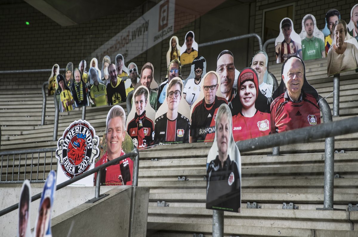 borussia_en's tweet photo. Some @bayer04_en fans have made it into the away for today 👋

#GladToBeBach #BMGB04 https://t.co/RBUN7XQGEb