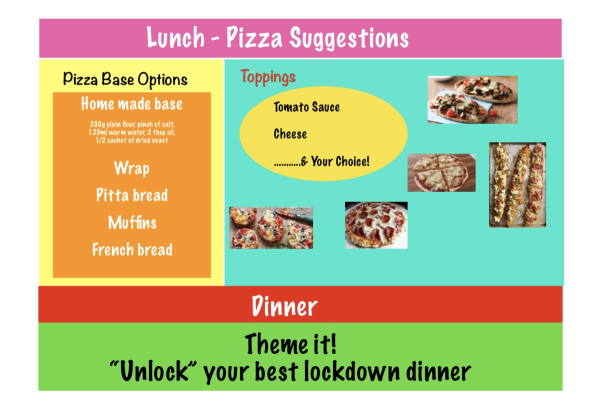 LockdownUnlock's tweet photo. #LockdownUnlocked - Menu Suggestions
Attached are our suggestions for Lunch, Breakfast and snacks + ingredients needed!

Saturday Evening’s Dinner is one of our Scoutmaster challenges that will pop up during the weekend. Watch the video to take part:
https://t.co/1i6gdcyPW3 https://t.co/uWOvvrg7tz