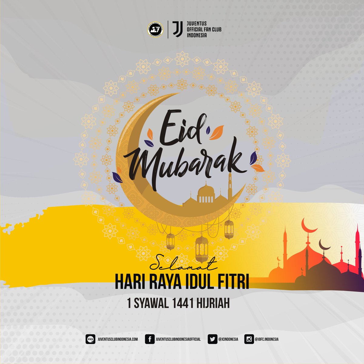 JCIndonesia's tweet photo. Kami Segenap Keluarga Besar Juventus Club Indonesia mengucapkan Selamat Hari Raya Idul Fitri 1441 Hijriah.

Kami berharap Idul Fitri di tahun pandemi ini mengajarkan kita untuk selalu bersabar dan tawakal.

Mohon maaf lahir dan bathin. Happy Eid Mubarak everyone! https://t.co/O0GLsUVxuj