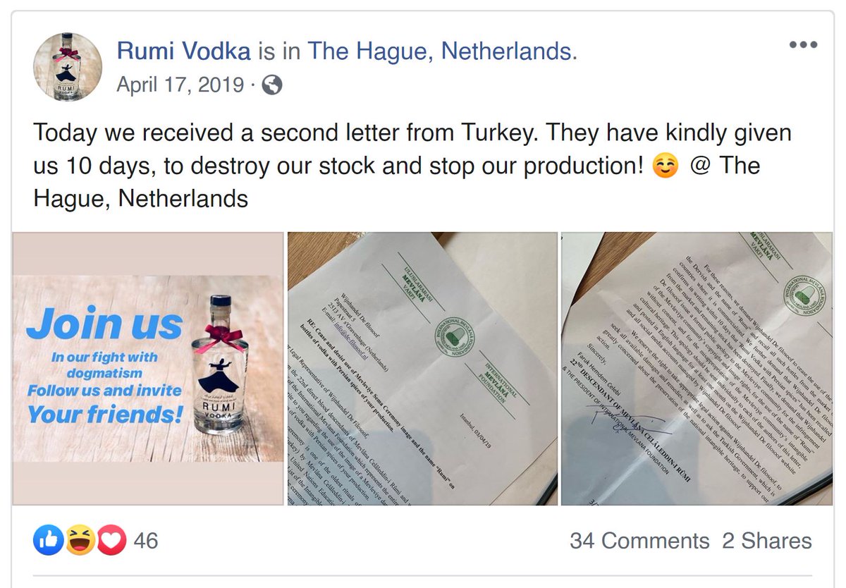 Instead of reflecting and realizing that Moulana wouldn't approve of being a Vodka advertisement, he appealed to Islamophobic tropes, calling Rumi's Mevlevi order 'dogmatic' (I thought Sufis were 'hippy Muslims'?) and encouraging people to... buy more Rumi Vodka.