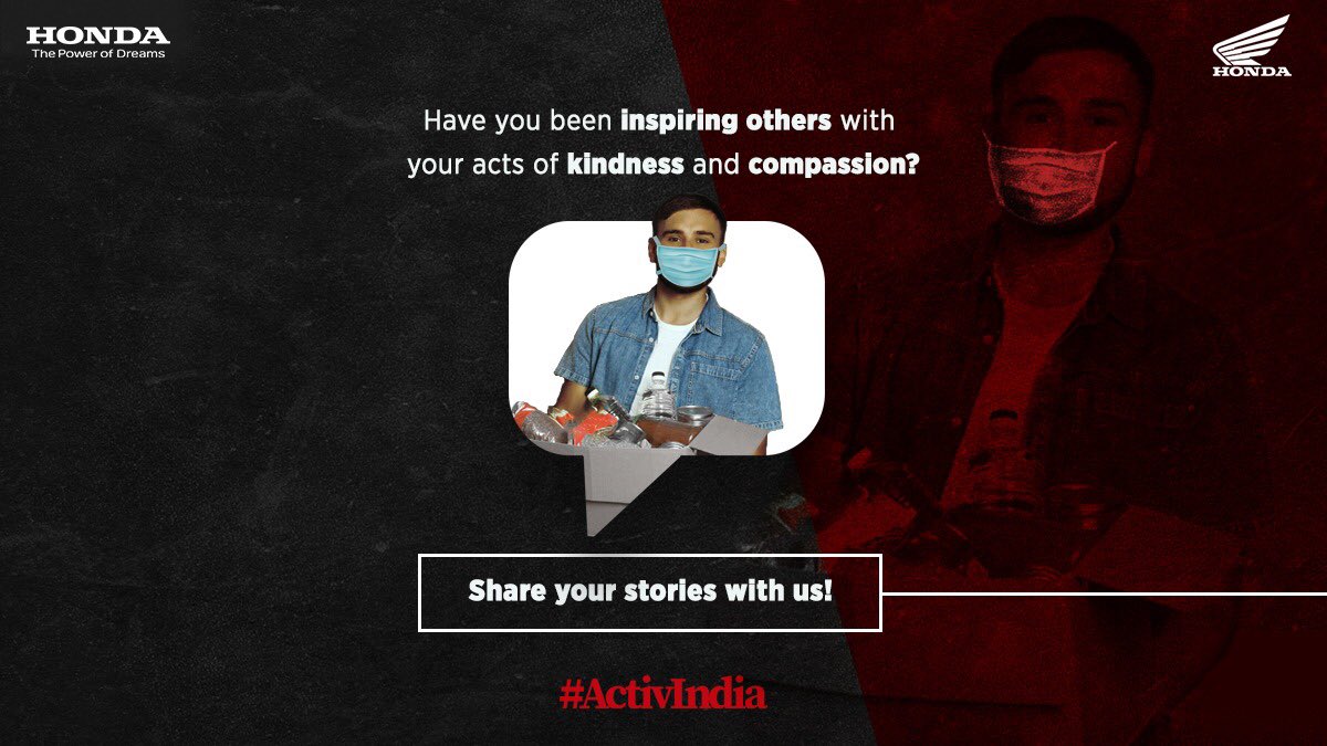 honda2wheelerin's tweet photo. We would love to celebrate those #ActivIndians who are striving to make a difference by helping people in this pandemic. DM us your efforts and contributions or put them down in the comments section below, and we will feature them on our page! #NoLockdownOnDreams https://t.co/nJk2SKs206