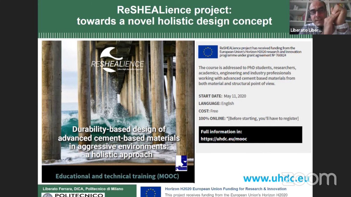 ReSHEALience's tweet photo. From dusk till dawn... #ReSHEALience never sleeps 😉Early Saturday morning presentation by our coordinator on the philosophy and applications of our project during the #OnlineWorkshop organized by @iitmadras 🇮🇳 and @RILEM1947 #UHDC #StaySafeStayHome https://t.co/mRHgSjiIxB