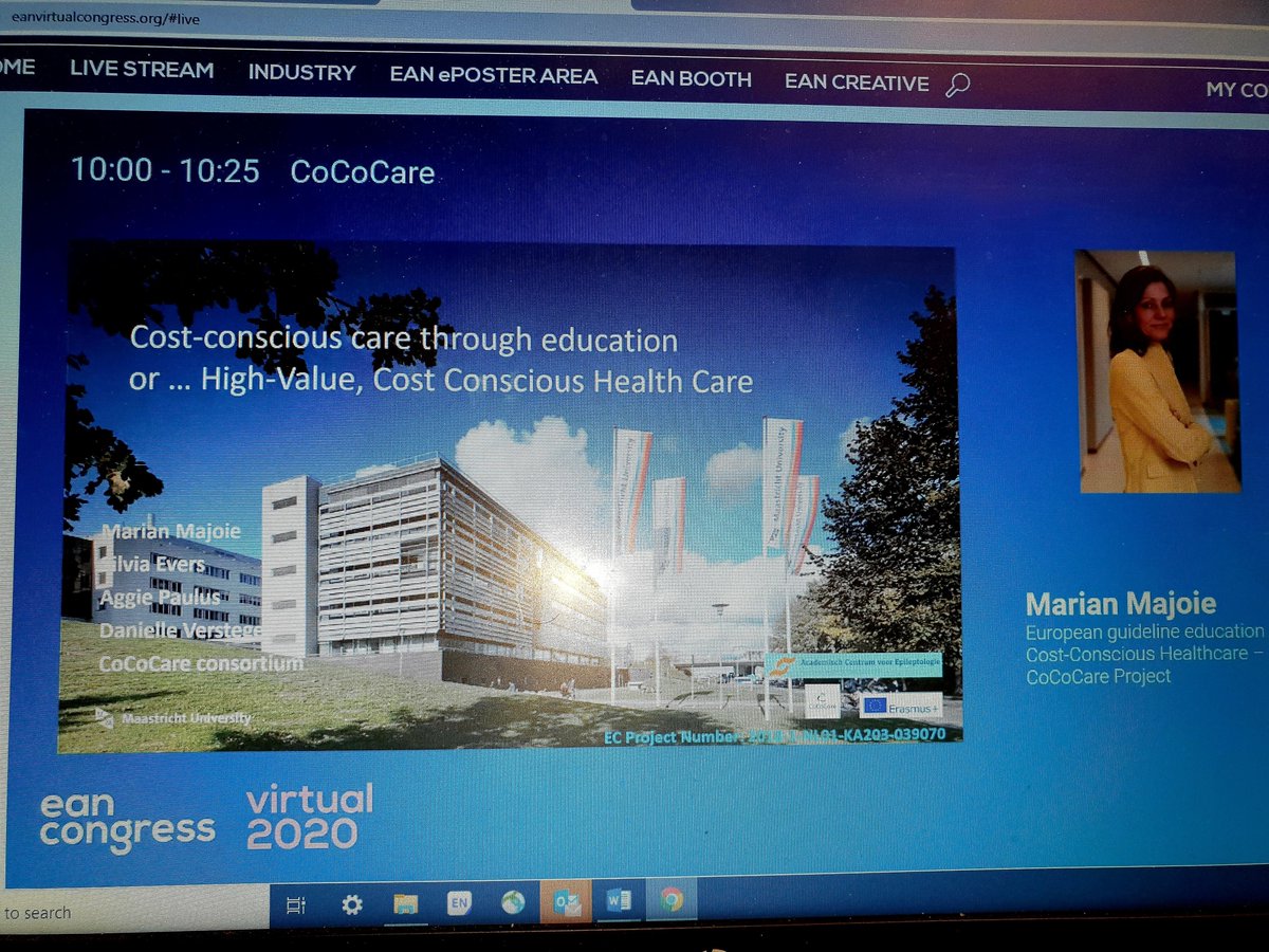 VHC_CAPHRI_UM's tweet photo. The @CoCoCare consortium presenting Cost-Concious Care project at European Academy of Neurology @EANeurology 2020 #EAN2020 on European guideline education &amp; High Value Cost Consious Care #HTA #Healtheconomics #EBM #systematic review in training program financed by @EUErasmusPlus https://t.co/ZxXUpP9Ga1