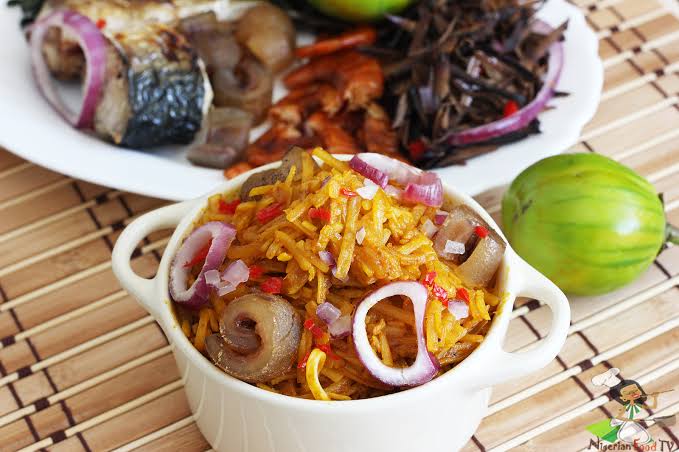 14. Abacha and UgbaAlso known as African Salad, it can be eaten as a meal or snack. Many people eat it as a meal because it fills up your stomach just like any other meal. This meal is well-known and very popular in the Eastern part of Nigeria, among the Igbos.