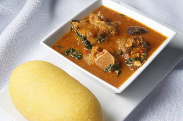 16. Ogbono SoupMade with ground Ogbono seeds, with considerable local variation. The ground Ogbono seeds are used as a thickener and give the soup a brownish colouration. It typically contains meat, seasonings such as chilli pepper, leafy vegetables and other vegetables.