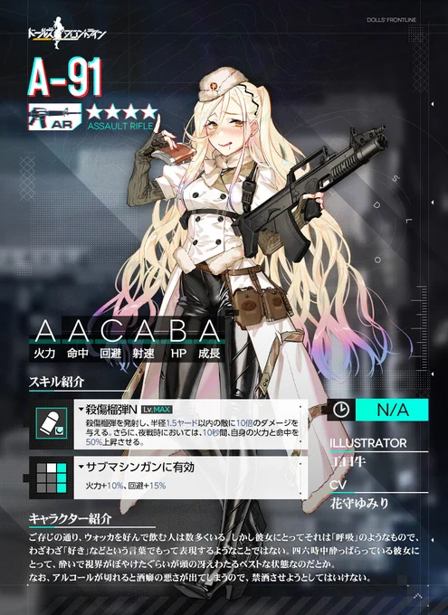【秩序乱流 限定ドロップ新人形紹介】

☆4AR「A-91(CV: #花守ゆみり)」
☆4RF「Mk 12(CV: #市ノ瀬加那)」

英雄になりたいMk 12と常に酔っているA-91が登場です。
「秩序乱流」の特定ステージにて、一定確率でドロップしますので獲得を目指しましょう!

#ドルフロ 