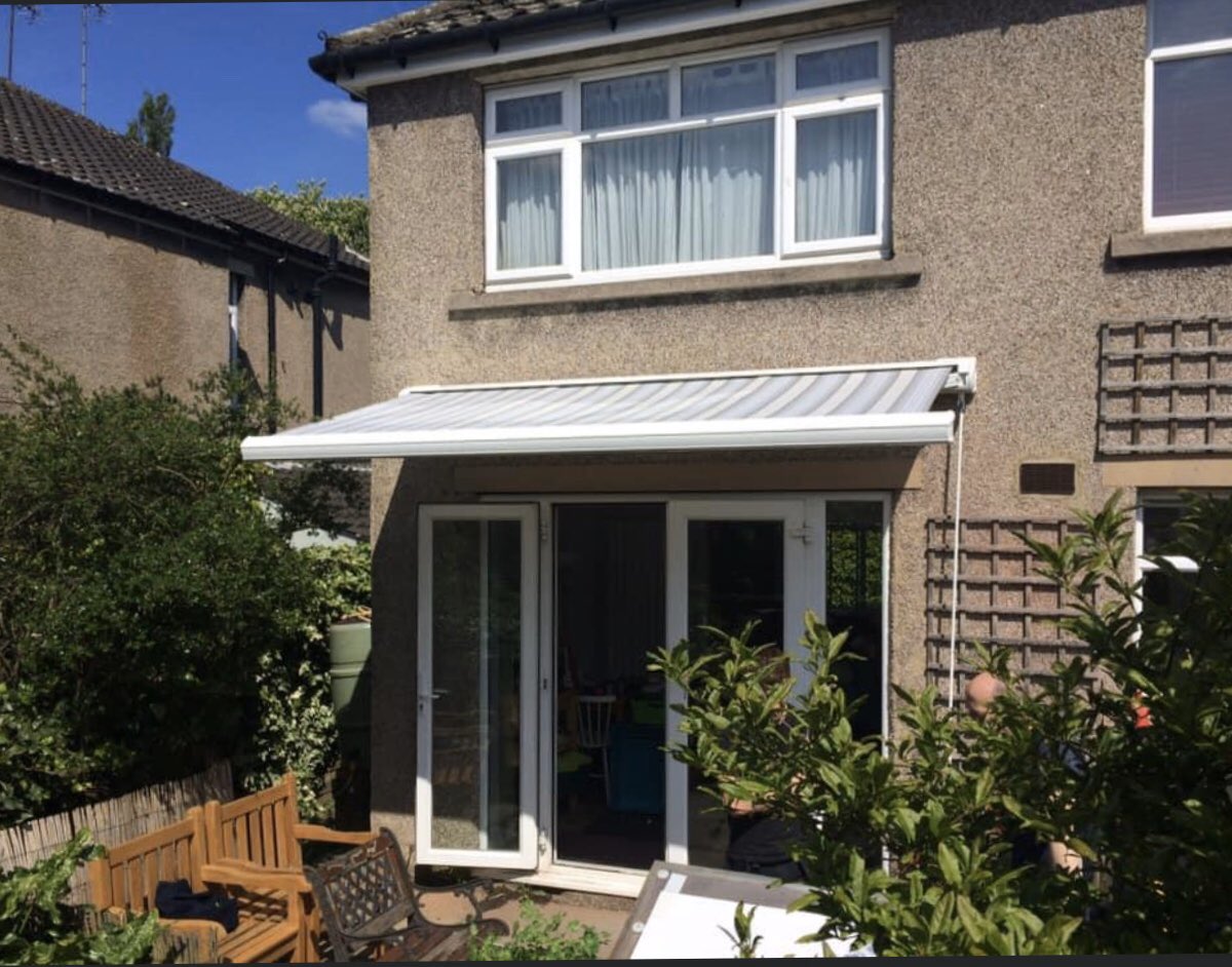 An installation from last year. A fully cassette awning with manual operation gave this couple the shade in their Living room that made it comfortable to sit in during hot weather. #awning #wetherby #leeds #outsideblinds #shade #outsideshade