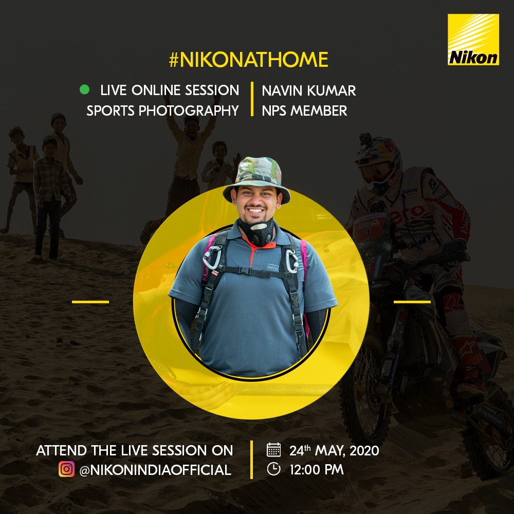 NikonIndia's tweet photo. Learn the art of Sports Photography as Navin Kumar joins us to share tips and his experience.

Tune into our Instagram handle @nikonindiaofficial at 12 PM, 24 May.

#NikonAtHome https://t.co/ynXbLtBLfG
