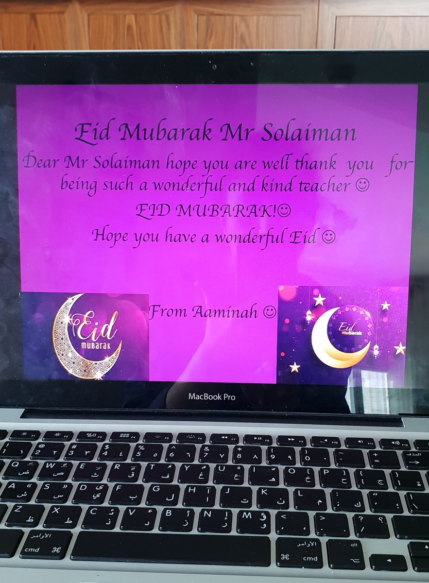 WPS_Islamic's tweet photo. For a teacher, nothing makes me happy more than my children's appreciation and their lovely wishes.

Aaminah from 5B really made my very special day by her wonderful Eid wishes. Thank you so much my blessed child! I wish you a very happy Eid full of excitement!💞💫🤲👌👍 https://t.co/7Gib2oKSiT