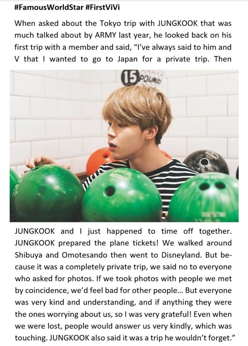 “jungkook and I just happened to have time off together. Jungkook prepared the plane tickets!”“jungkook said it was a trip he wouldn’t forget”