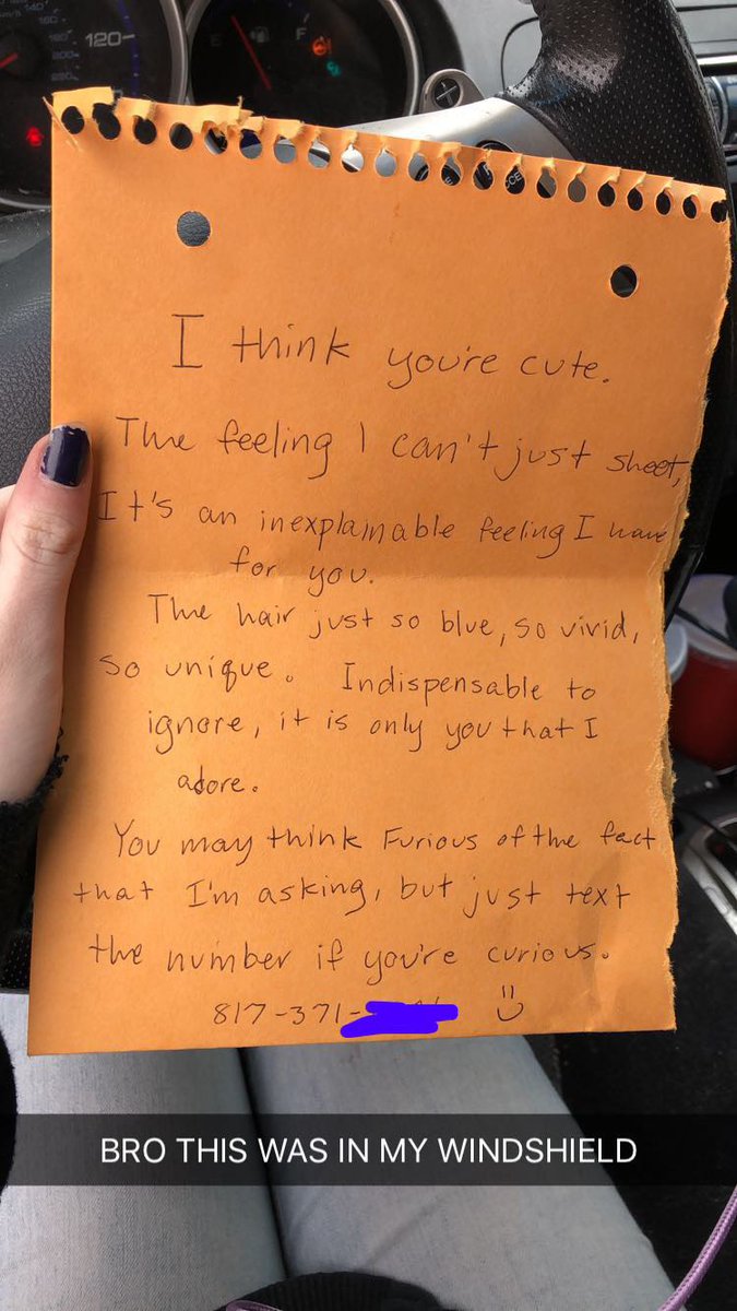 STORY 9: ok i saved the best for last so if you made it all the way to the end of this thread, this is your reward. So one day after school i was walking to my car and saw a bright orange paper in my windshield. I opened it up and it was this!!!!!! (part 1)