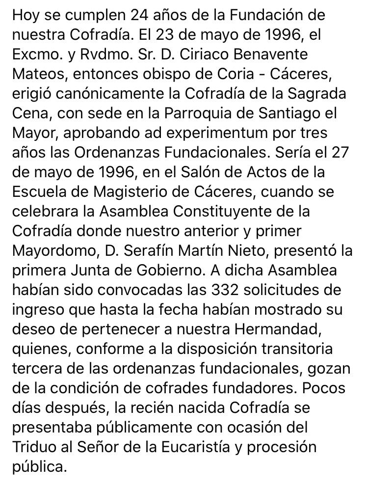 sagradacenacc's tweet photo. Hoy se cumplen 24 años de la fundación de nuestra Hermandad. https://t.co/uUTA8CVGiz