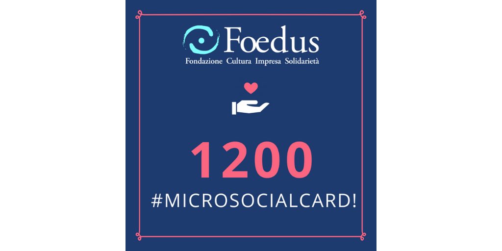 🌈 Grazie alla generosità di molti siamo riusciti ad acquistare e distribuire 1200 #MicroSocialCard!
✅ Continuiamo a raccogliere donazioni per sostenere le persone che hanno bisogno! 
🛒 Per ℹ️ info collegati al nostro sito fondazionefoedus.it/foedus-la-spes…
