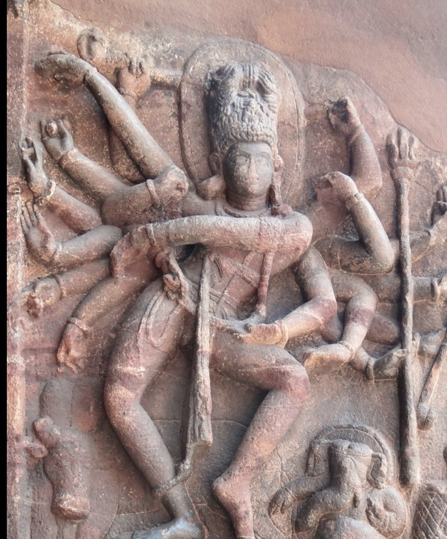 Here are a couple of Nataraja figures from earlier periods - 6th century - Badami caves (Karnataka)8th century - Madhya PradeshThis is a far cry from the celebrated Chola bronzes