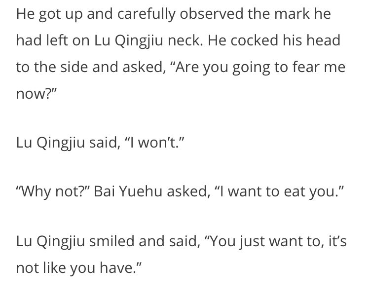 sobs in my hands THERE’S just something about how a character has so much potential to do something “bad” (relatively speaking or not) BUT actively chooses not to and im not saying this reminds me of shen wei and mo ye but that’s actually exactly what im saying