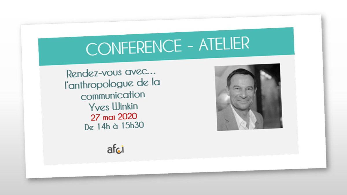 AfciOfficiel's tweet photo. [CONFERENCE-ATELIER] Distance, proximité: ce qui change dans le rapport à l’autre et la communication. RDV en ligne avec l'anthropologue de la communication Yves Winkin. Inscription : https://t.co/3iVt4XYx2r
#ConfAfci #Proximite #interaction #communicationinterne https://t.co/7BpFqJfdGX