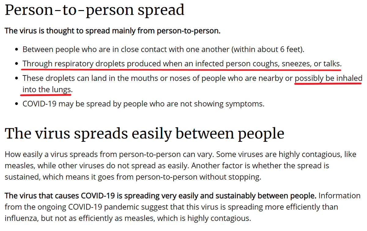 On the CDC's (linked) "How COVID-19 Spreads" webpage, talking is also listed alongside coughing and sneezing, in the second of four bullet-pointed means by which the virus "mainly" spreads. 4/ https://www.cdc.gov/coronavirus/2019-ncov/prevent-getting-sick/how-covid-spreads.html
