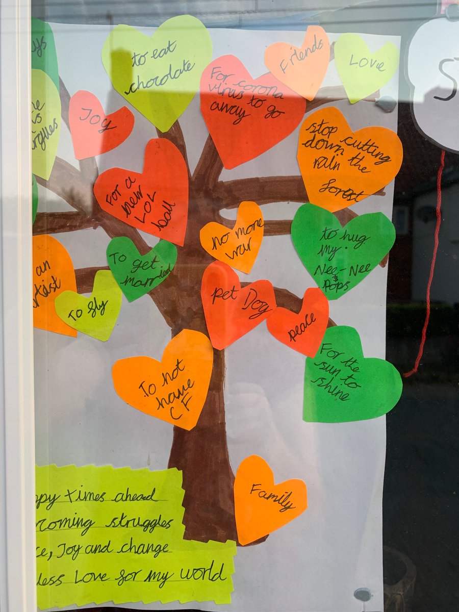 SnapeSchool's tweet photo. We love reading  #bookofhopes collated by the wonderful Katherine Rundell @Literacy_Trust.Axel Scheffler's Tree of hope has inspired us to make our own-this one is in my  window+it's very special  @_borntosparkle @TeresaCremin @EADT24 @WaveneyValleyAT @goldenkeysnape1 @SuffolkPHA https://t.co/rjyvEJWbFs