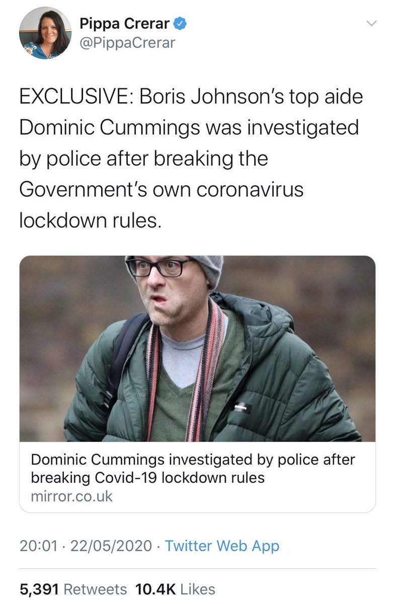 The Dominic Cummings story is important for a number of reasons. The public have been asked to severely restrict their activities - including not attend the funerals of loved ones or visit family - and Cummings chose to travel 250 miles to his parents when he was infected.