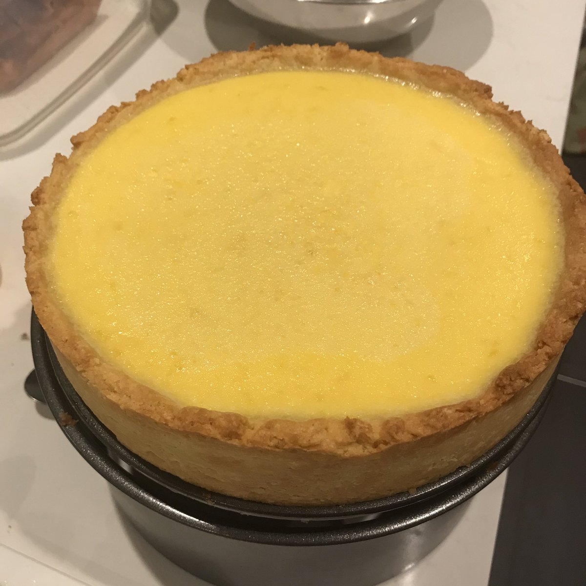 Tart! We also have 4 little tarts and some leftover custard mixture that’s gonna get stirred into tomorrow’s waffle batter... props to  @DrJosh9000 for that idea. L