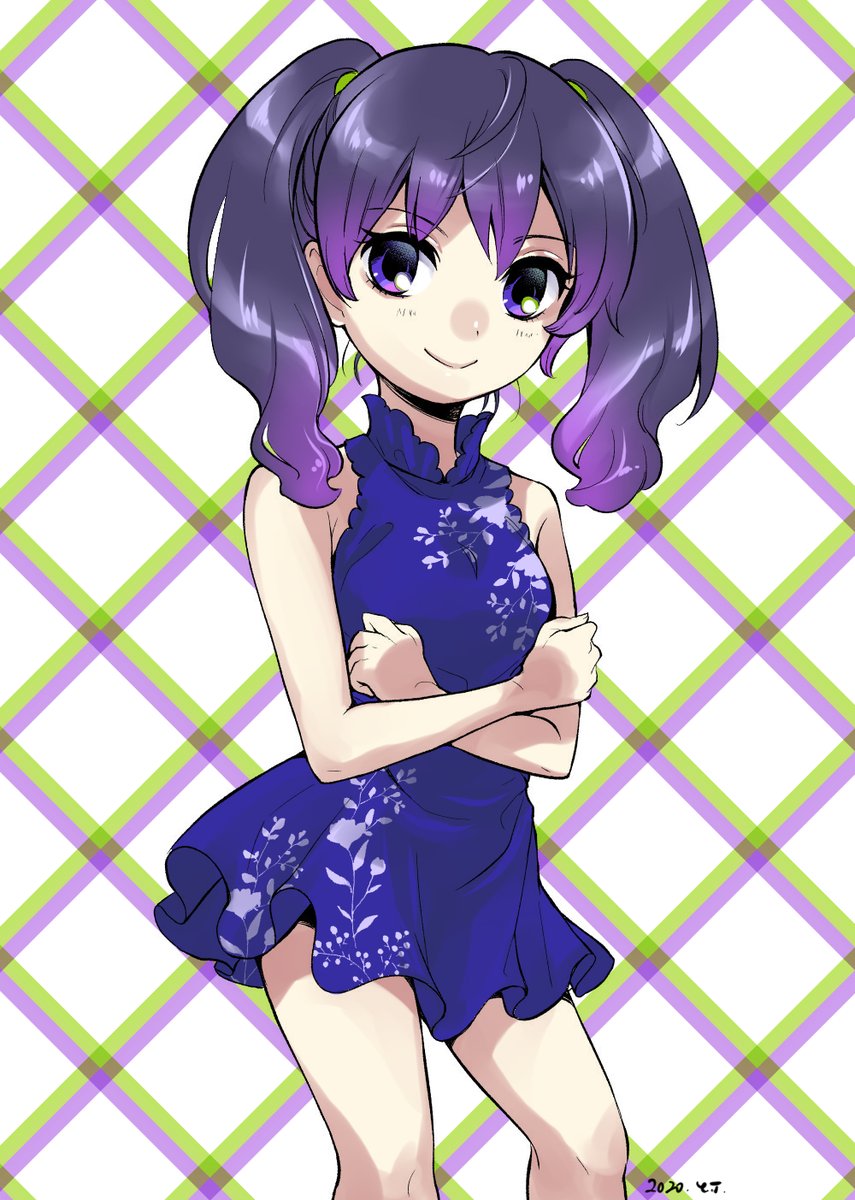 Yuta子 9 21コミティア参加 ベースカラー紫 アソートカラー濃い紫 アクセントカラー緑 と同じでも 色幅って広いし 明度彩度調整次第でこんなに変わってくるのなーと自分で勉強した例 色置いた後に変更しまくれるデジタルの利点ですね なぞの