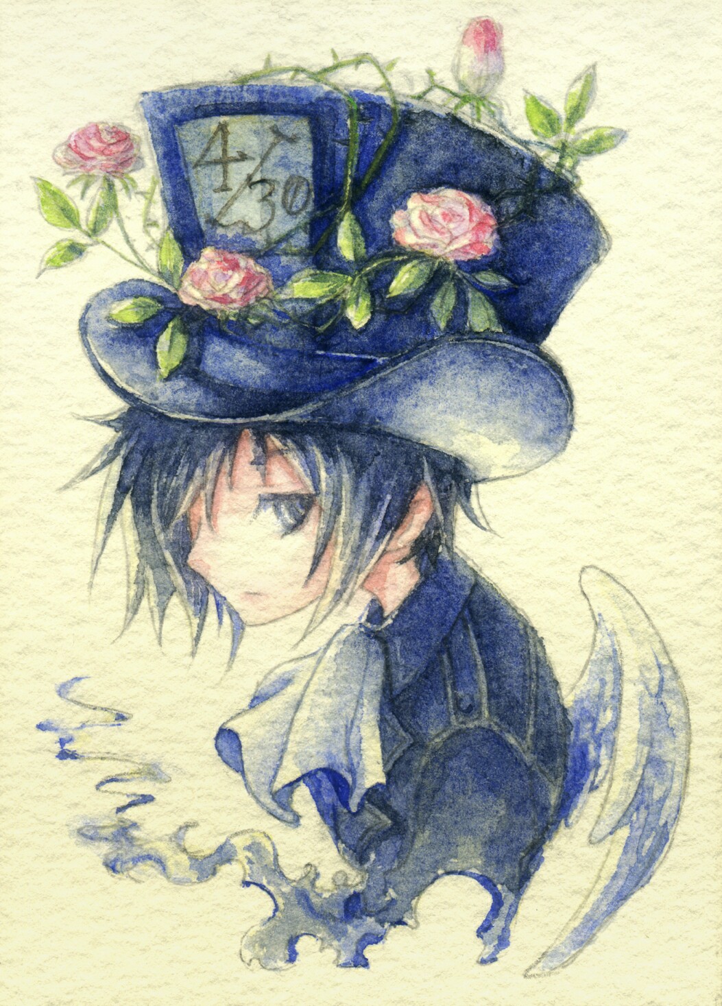 手描きイラスト✢創作水彩原画『祓い屋』三男 アート・写真