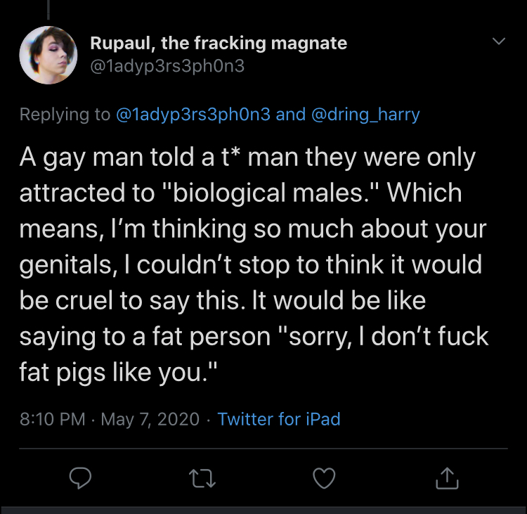 My favourite bit from on this is the third pic with the "if you think its homophobic..." and then uses a homophobic insult about "poles" up assess. What a homophobe.