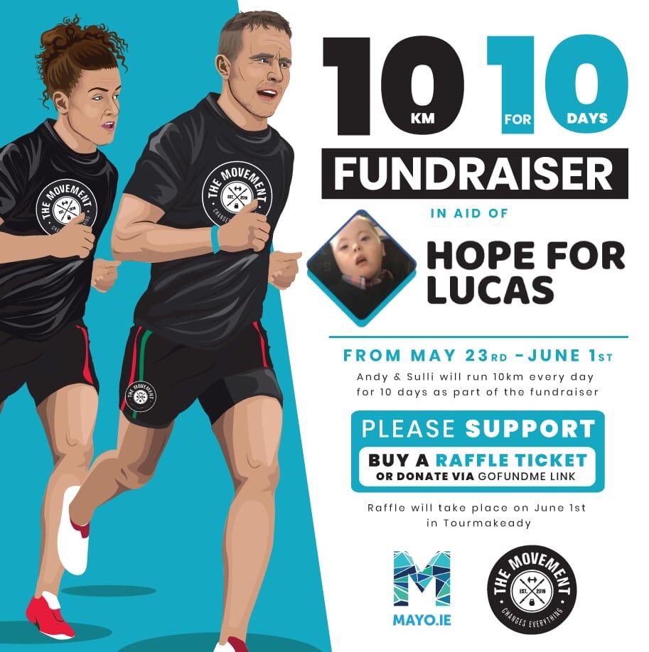 MayoGAA's tweet photo. Please support Hope for Lucas if you can. @TheMovementCB’s 10km for 10 Days starts TODAY so try to join them along the way if you can.
DONATE 👉🏻: https://t.co/GsVxHdJPoX #mayogaa #hopeforlucas https://t.co/SZmfhgryMM