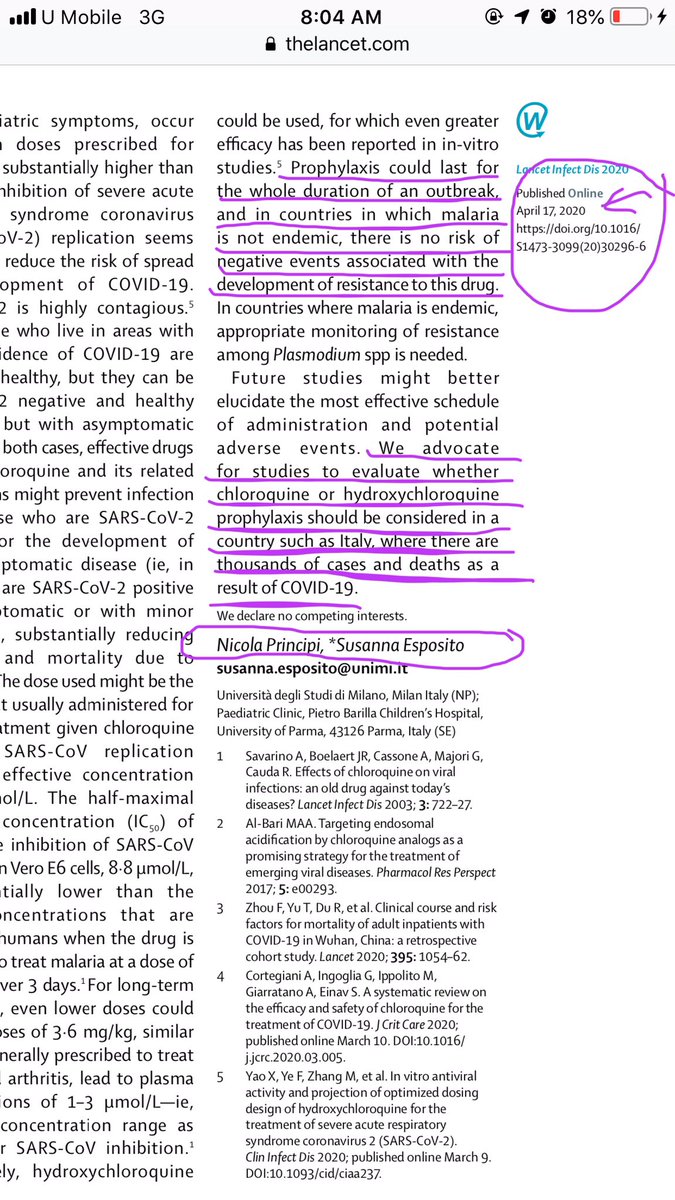 Thisto argue against the lamestream touting the latest “study” against HCQ. Learn that as the study was based on “retrospective” data, it doesn’t make sense since those who were given HCQ by their doctors must have been the seriously ill n HCQ actually saved them.  #HCQSaves.  https://twitter.com/shalomegrace1/status/1263958183585869824